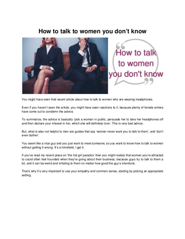 I Dont Know How To Talk To Women I Dont Know How To Talk To Women